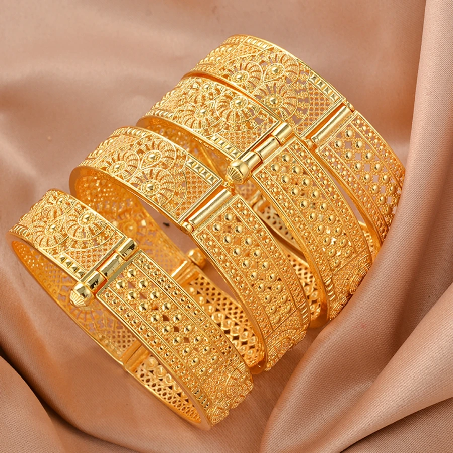 

Gold Color 2-4pcs/lot Dubai Girls Bangles For Women Jewelry Middle East bracelets The Bride Ethiopian Wedding Gift