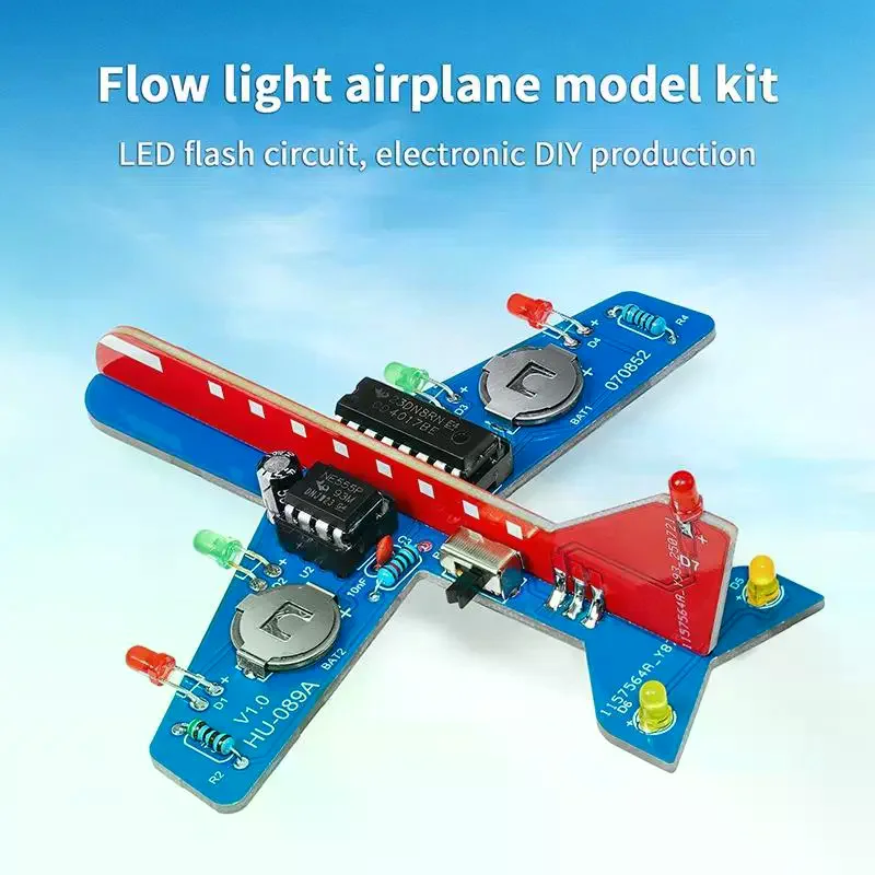 1/2/3Set LED Flow Light Aircraft Model Kit DIY Electronic Science Assembly Kit DIY Electronic Welding Set School Supplies