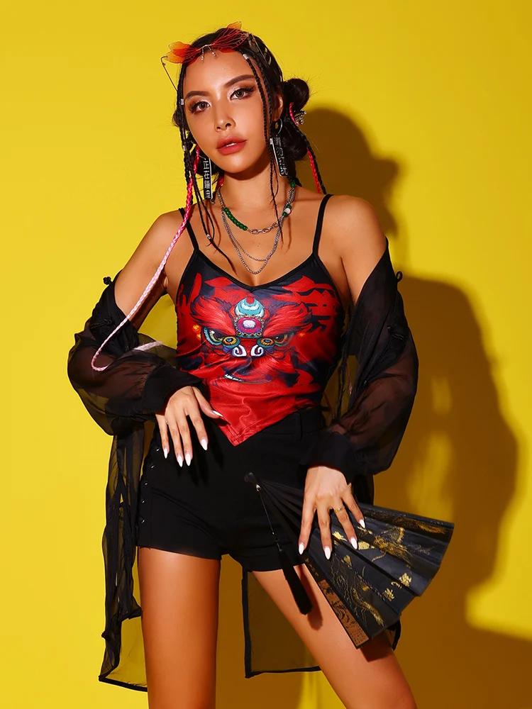 

Современный танцевальный костюм для женщин: комплект для уличных танцев, одежда для выступлений K Fem Up, национальный тренд, джазовый костюм