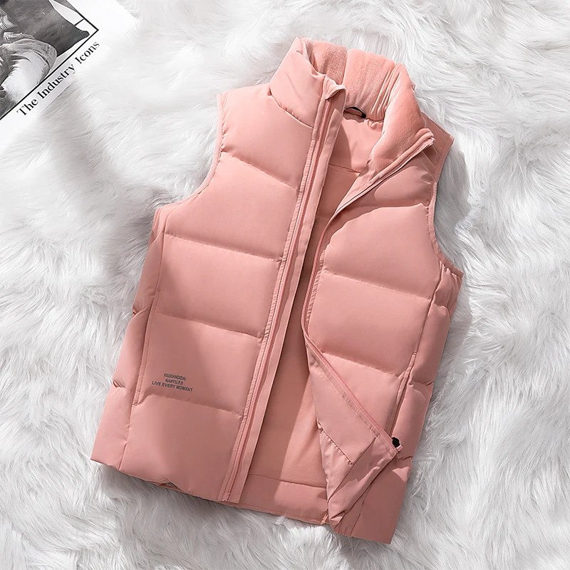 Variety Colors Warm Down Vest Vertical Collar Warm Wind Fashion Simple Design Loose Version Fabric Comfortable Skinfriendly Vest