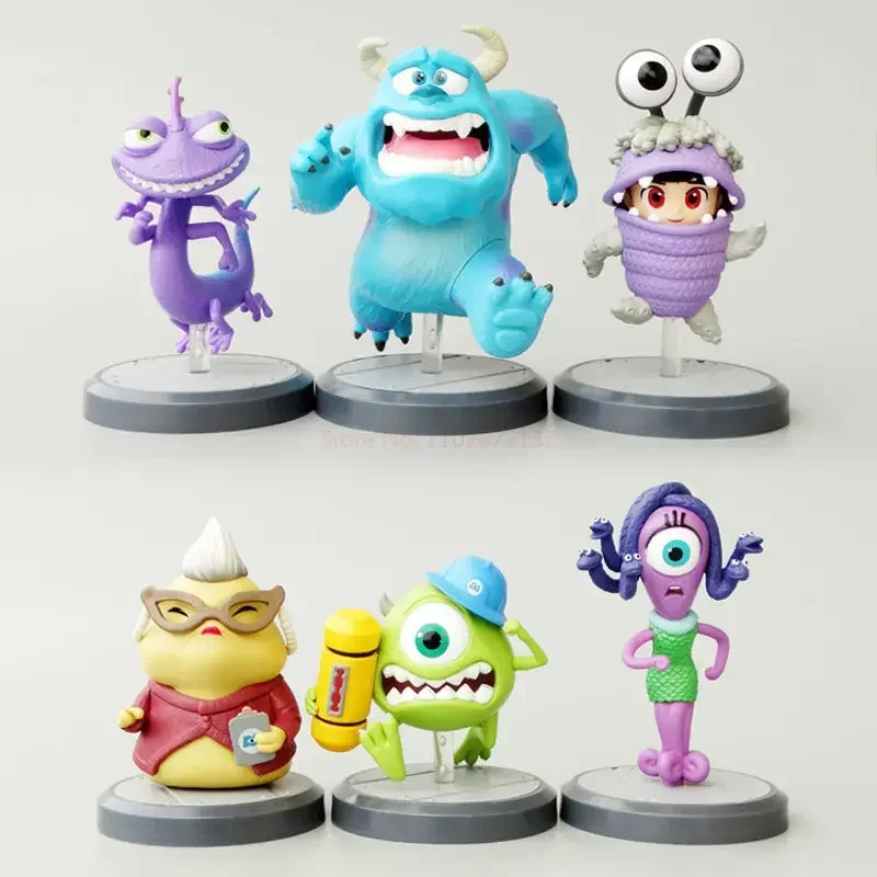 6pcs Disney Monsters Inc Mike James Sullivan Randall Boggs Action Anime Figuras Model Collections Decor Toys Xmas Brithday Gift