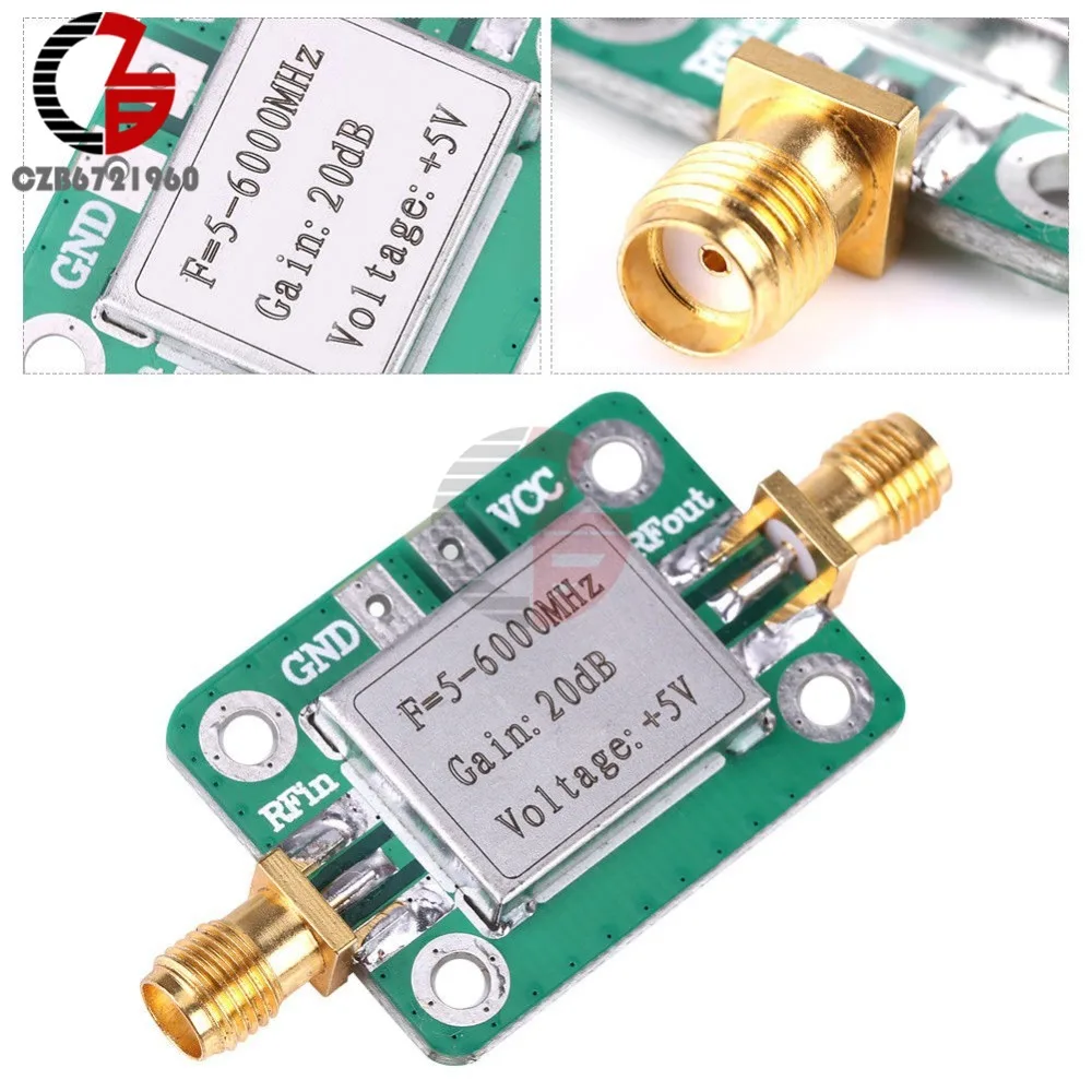 5M-6GHz RF Low Noise Broadband Signal Amplifier Power Amplifier Board Module Gain 20dB Receiver For VFH UHF SHF 5-6000mhz LNA