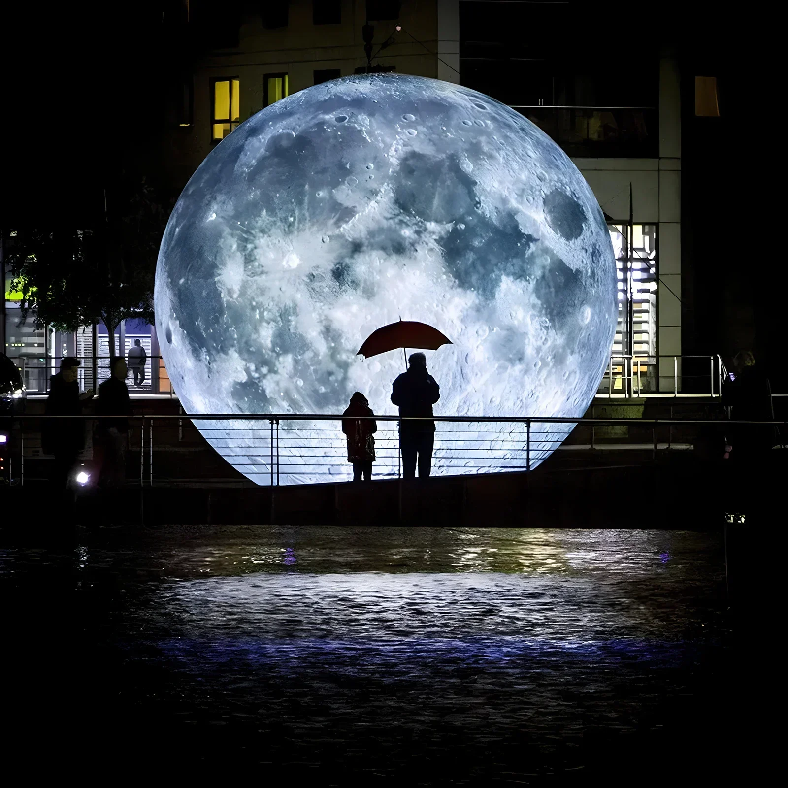 Riesige aufblasbare Mondkugel, luftdichter PVC-Planetenballon, großer hängender Mondball für Veranstaltungen, Partys, Bühnen, Werbedisplays, Festivals – Detail 4