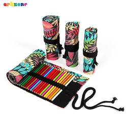Pencil Case 36Holes Canvas Wrap Roll Up Pencil Bag  Holder Storage Pouch Writing Supplies
