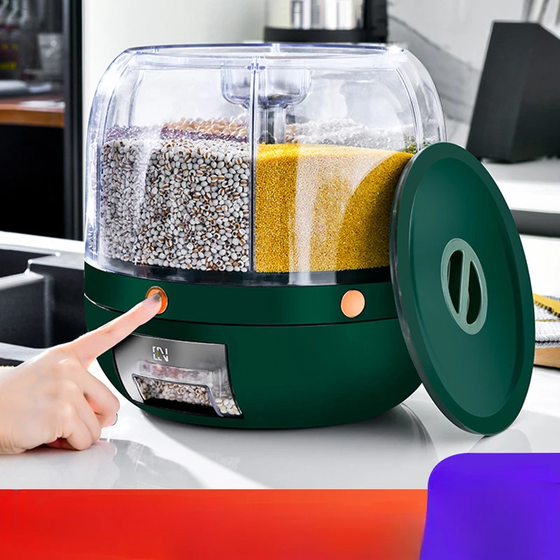 

Divided Rice Bucket Rotating Five Grains and Miscellaneous Storage Box Household Insect and Moisture Proof Sealed Box Rice Tank