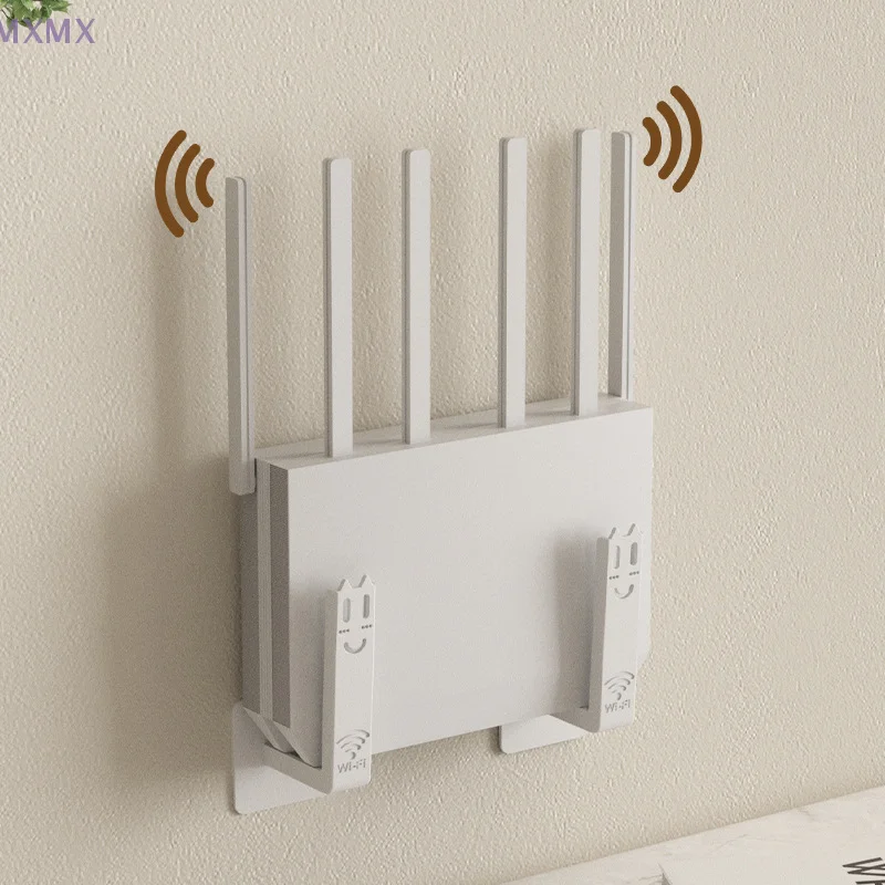 Enrutador montado en la pared versátil y decodificador, estante de almacenamiento multiusos sin taladro con ganchos prácticos, superventas