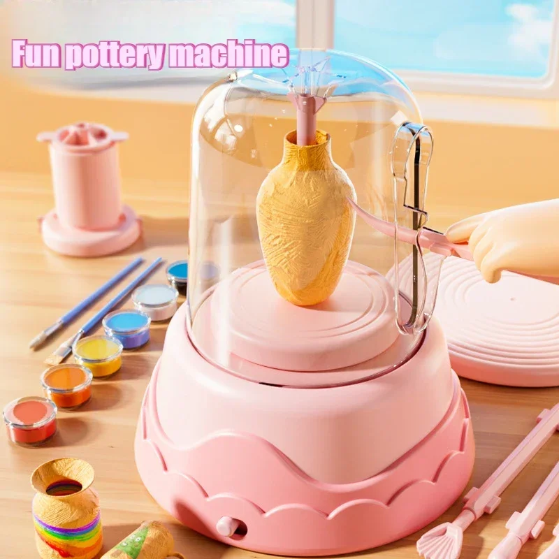 Machine de poterie d'embryon de dessin de couleur faite à la main pour enfants, jouets de créateurs électriques, doux, sans cuisson brûlante