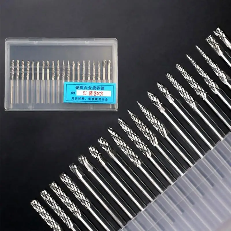 

Y1UD 20x Heads 3mm 1/8'' Shank Rotary File Set Practical Milling Cutter Drill Bits for DIY Engraving