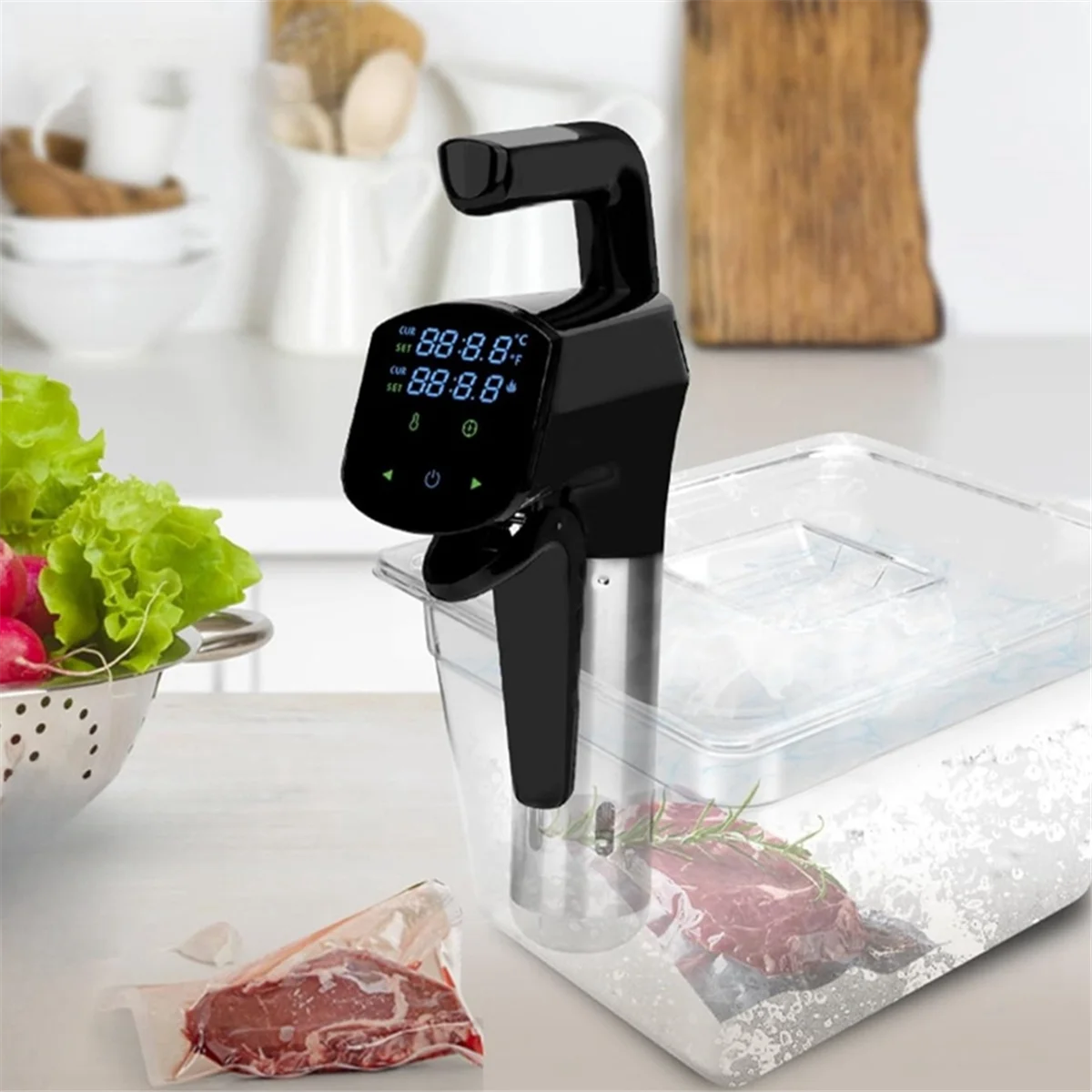 AA25 Vakuum-Sous-Vide-Kocher, LCD-Touch-Digitalanzeige, Tauchzirkulator, präzises Kochen, wasserdichter Slow Cooker, B, UK-Stecker