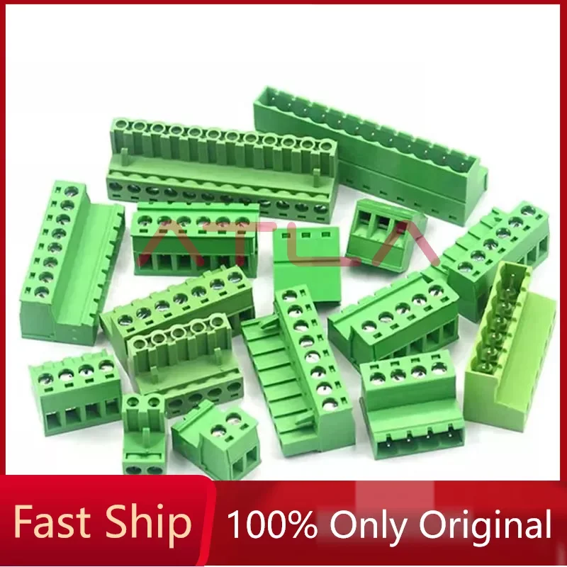 5 pares de bloco terminal de parafuso pcb, passo 5.08mm 2edg 2p-12pin ângulo reto tipo plug-in plugue macho fêmea conector de fio