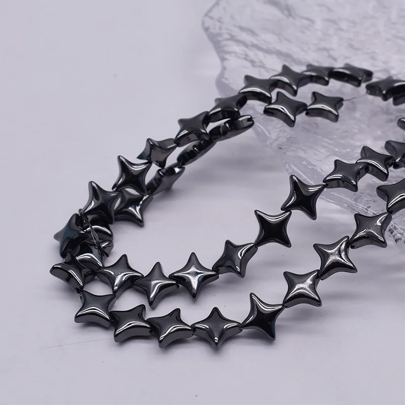 10mm 20pcs Natural Stone Beads Fou Star Shape Hematite Beads Plating Golden Loose Beads For Jewelry Making DIY Bracelet