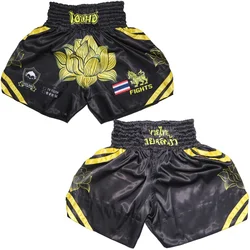 Pantalones cortos de Muay Thai Lotus para deportes de lucha MMA, entrenamiento de lucha integral, pantalones cortos de tigre para correr, secado rápido, transpirables