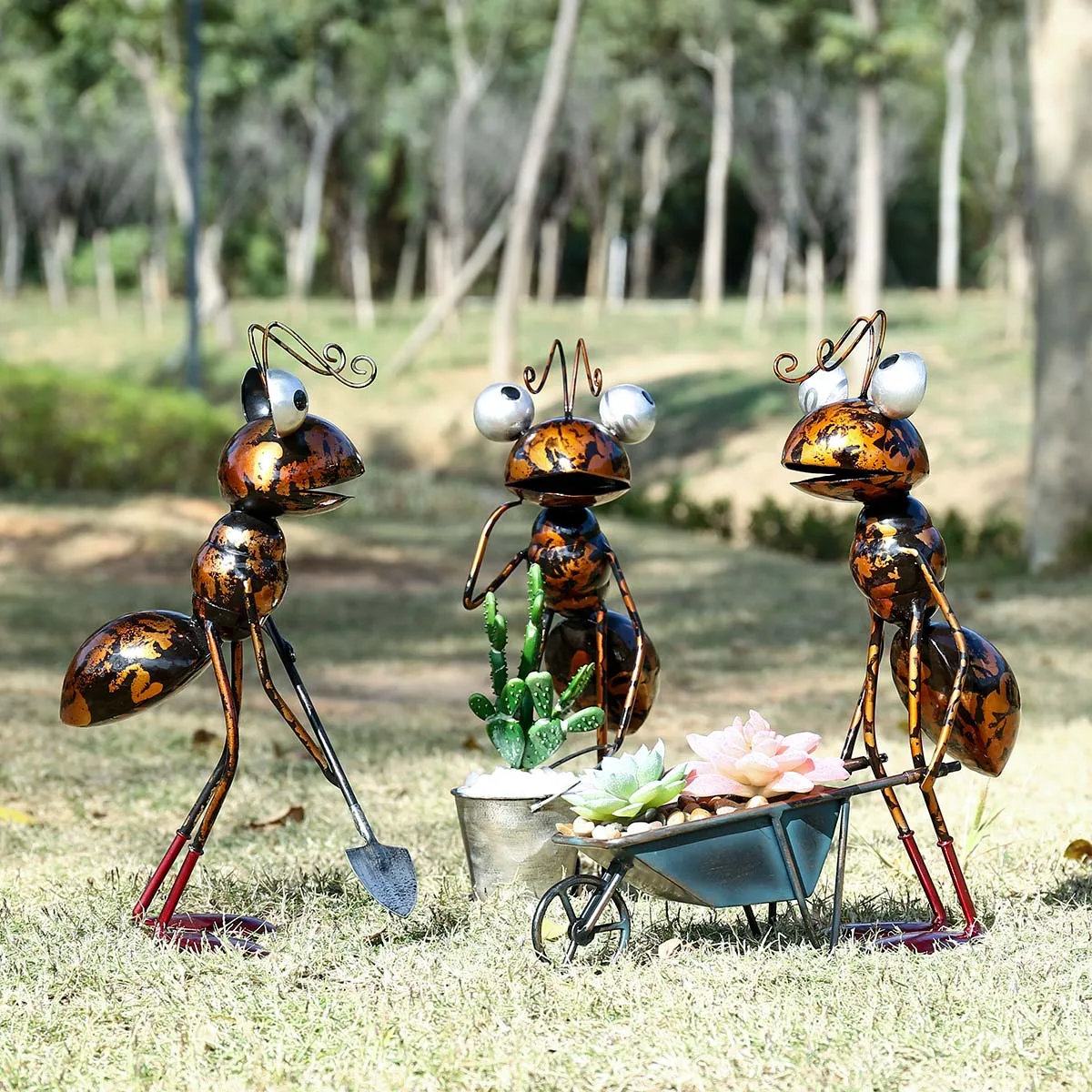 Ants Sculpture Cartoon Ants Garden Desktop Decoration for Succulent Flower Pots desk decor  flower pot garden decortion