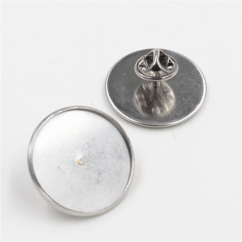 10pcs 25mm Inner Size Stainless Steel Material Brooch Style Cabochon Base Blank Cufflink Spacer Settings Tie Tack Pins-X5-27