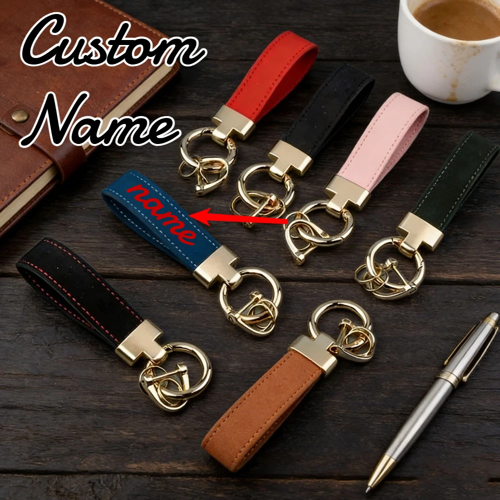 

Персонализированный брелок для ключей с логотипом на заказ, для автомобиля/мотоцикла, для мужчин и женщин, с именем, из замши и металла, подарок