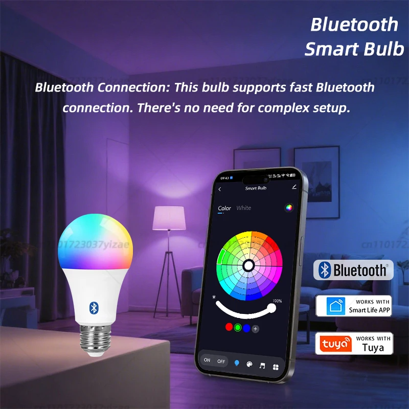 

Умная светодиодная лампа Tuya Bluetooth E27 RGB 110 В 220 В, умные лампы для украшения спальни, вечерние освещение, приложение Smart Life