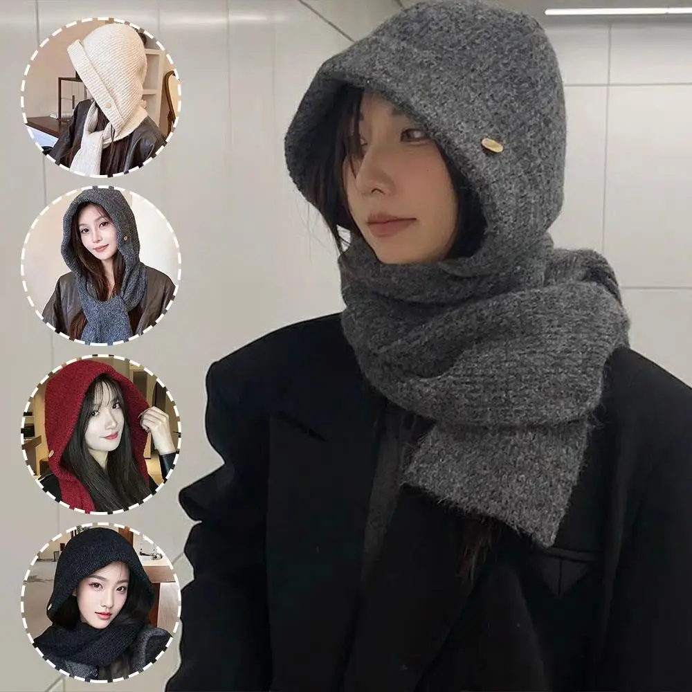 

Scarf Cap Balaclava Caps Bonnet Neck Collar Hooded Hat Beanies Cap Knitted Cold Hats Ski Beanie Unisex Warm Winter Windproof Hat