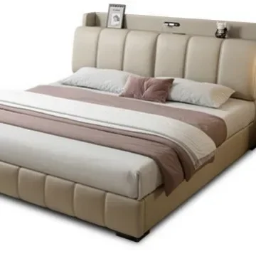 

Multifunctional leather bed light luxury simple master bedroom double soft bag bed atmosphere Italian bedside storage drawer