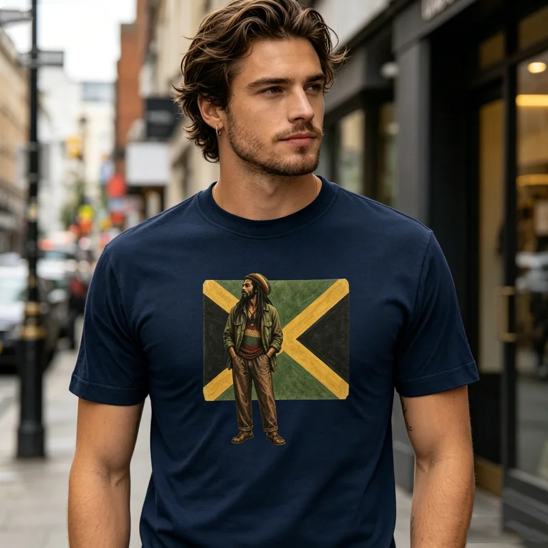 Reggae Music Legend Jamaica Flag Graphic T-shirt for Men Women Vintage Rock Band Tee Casual Short Sleeve Top