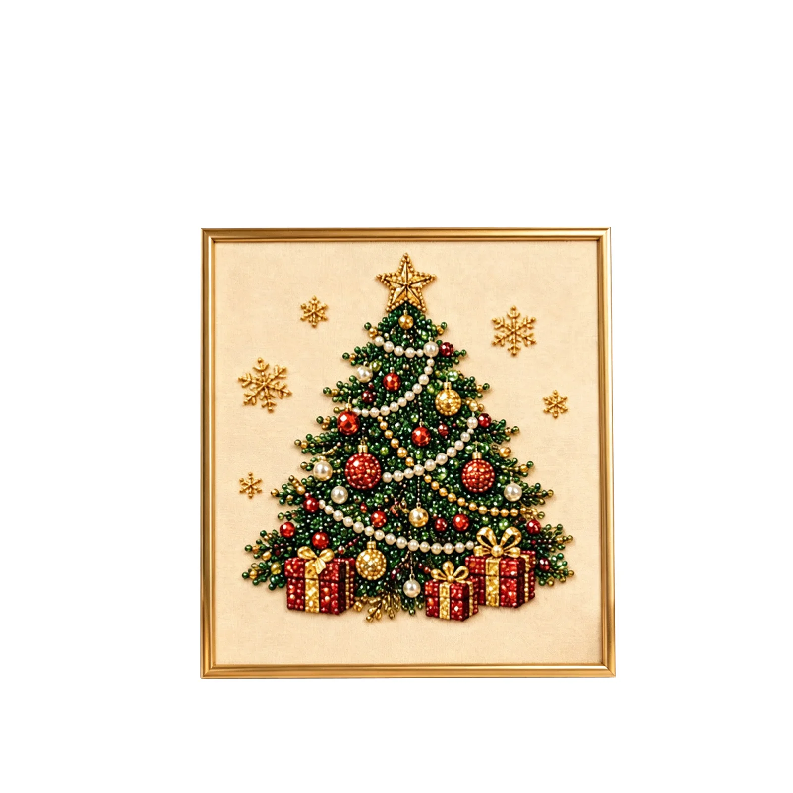 5D Acrylic Pearl Diamond Painting Kit Christmas Tree 3D Shiny DIY Handmade Diamond Art Picture Wall Hanging Christmas Holiday Home Decoration Craft Gift