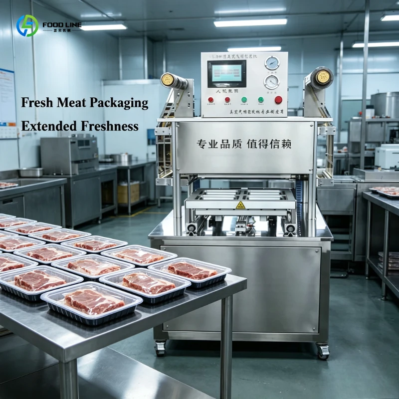 FL Automatic Modified Atmosphere Vacuum Unit, Food Packing Sealer for Meat Market, Commercial Grade Film & Pouch Set