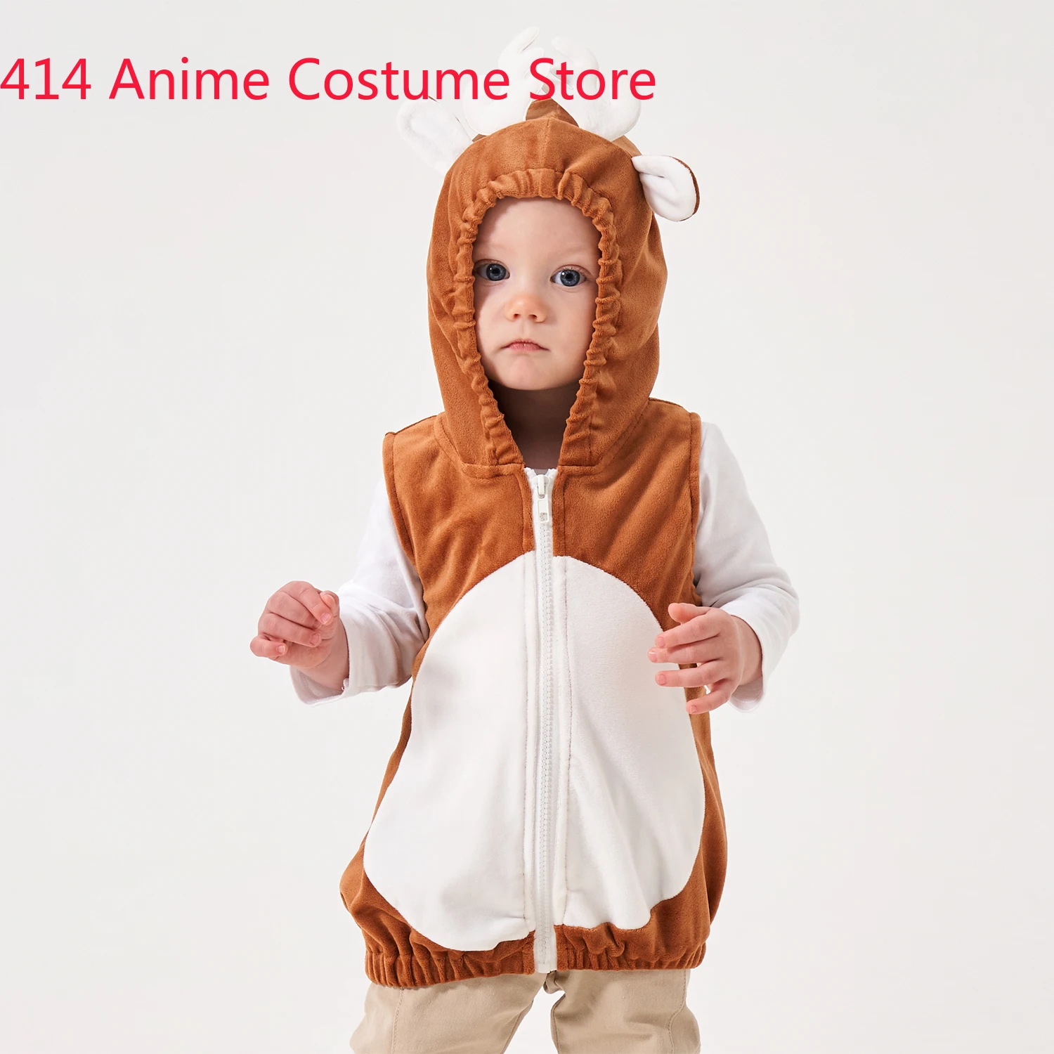 Unisex Baby Infant Toddler Christmas Deer Costume Hoodie Vest  Zipper 12M 18M 24M 36M Halloween Purim Photography