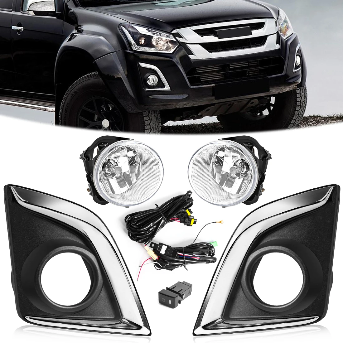 

For ISUZU D-MAX 2016 2017 2018 2019 Led Fog Lamps Foglight Front Bumper Auto Parts Driving Daylights Waterproof Accessories