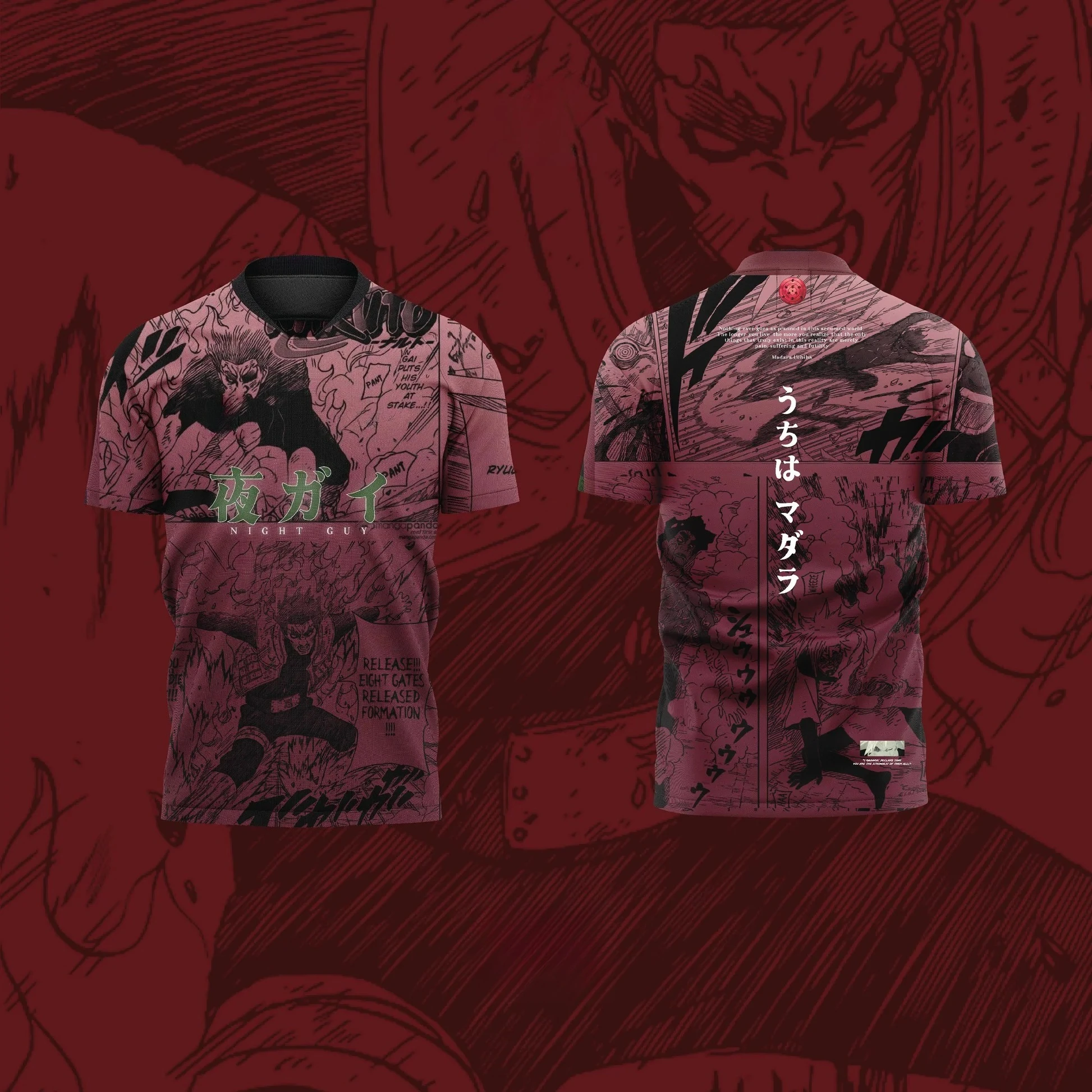 2026 Bandai NARUTO Anime MIGHT GUY Vs MADARA UCHIHA 3D Print Football Jersey for Men's Tshirt Summer Sports Casual Tees Kids Y2k