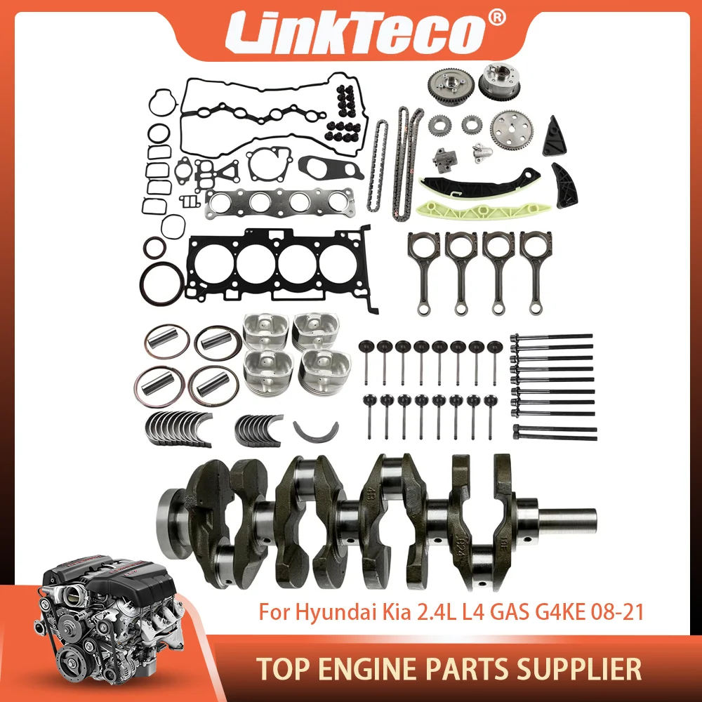 G4KE 2.4L Engine Timing Chain Kit Crankshaft Pistons Bearings Gasket Set For Hyundai Tucson Kia Sportag 2.4 L L4 GAS 2008-2021
