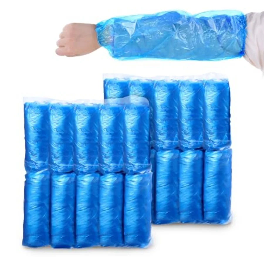

200 шт. одноразовые нарукавники, водонепроницаемые полиэтиленовые нарукавники для рисования, чистки татуировок, синие пластиковые защитные рукава w