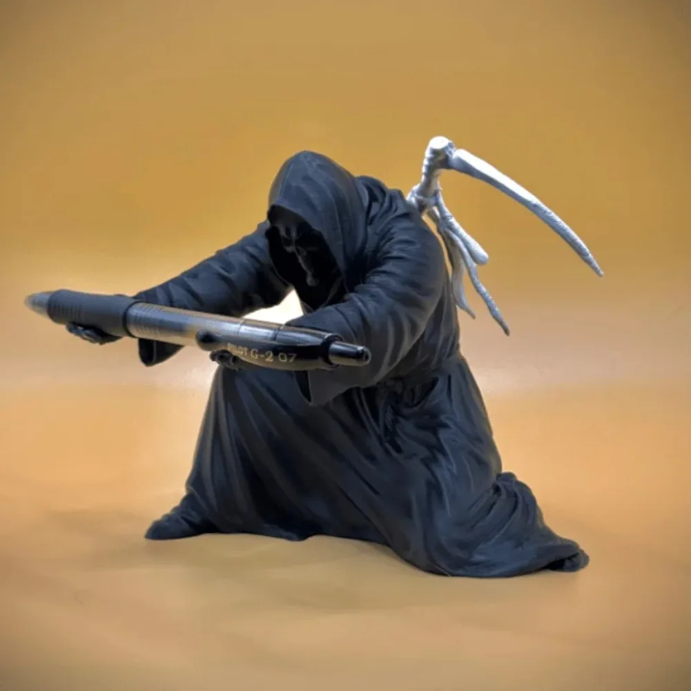 Gothic Death Pen Holder Grim Devil Skull Pencil Stand Reaper Sculpture Makeup Brush Racks Office Desk Stationery Organizer Decor