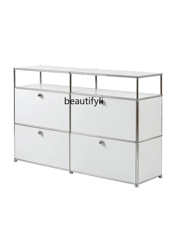 

Stainless Steel Module Combination Storage Cabinet Living Room Small Apartment Sideboard Cabinet