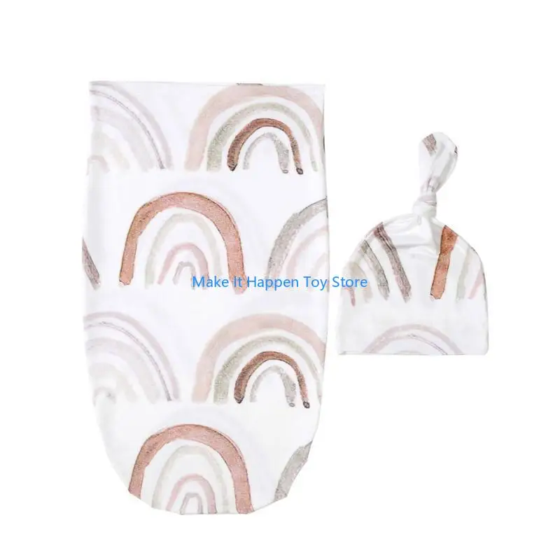 28EC الوليد الطفل كيس النوم قبعة مجموعة التفاف قماط التصوير الدعائم للبنين بنات البوليستر النوم بطانية #1