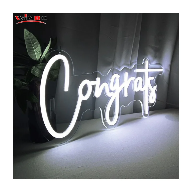 (Customized) winbo dropshipping custom logo led neon sign custom no MOQ dropshipping congratulations neon sign