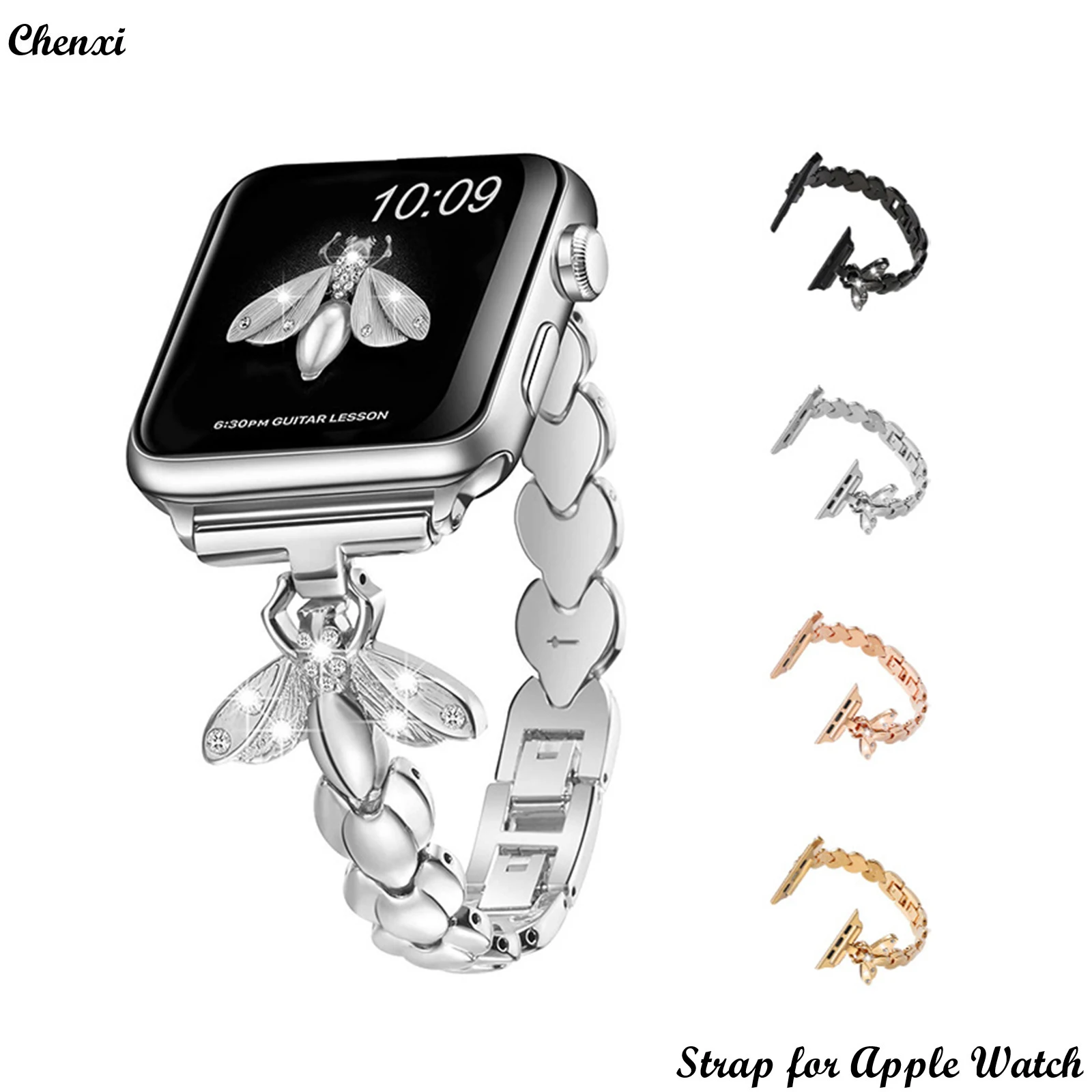 

Metal strap for Apple watch band bracelet chain iwatch series8765SE4321SE Ultra lady Bling bee38 40 41 42 44 45MM women wrist