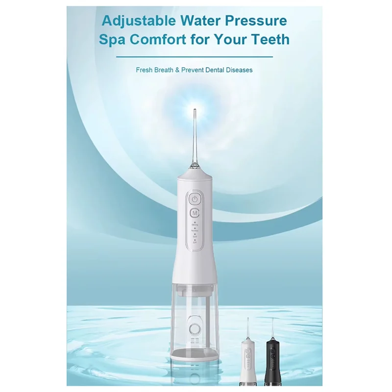 جهاز تنظيف الأسنان بالماء L6 - 4 أوضاع لري الفم اللاسلكي 300 مل قابل لإعادة الشحن IPX7 مقاوم للماء قوي Batter-A77G