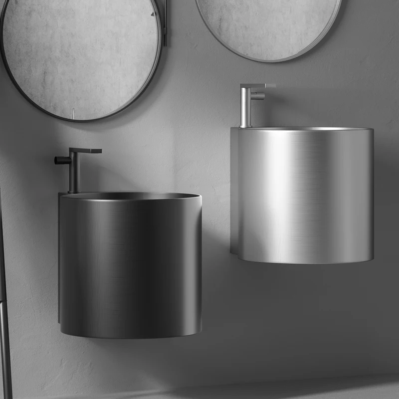 

304 stainless steel wall mounted round basin integrated washbasin, popular art basin for hotel and homestay toilets