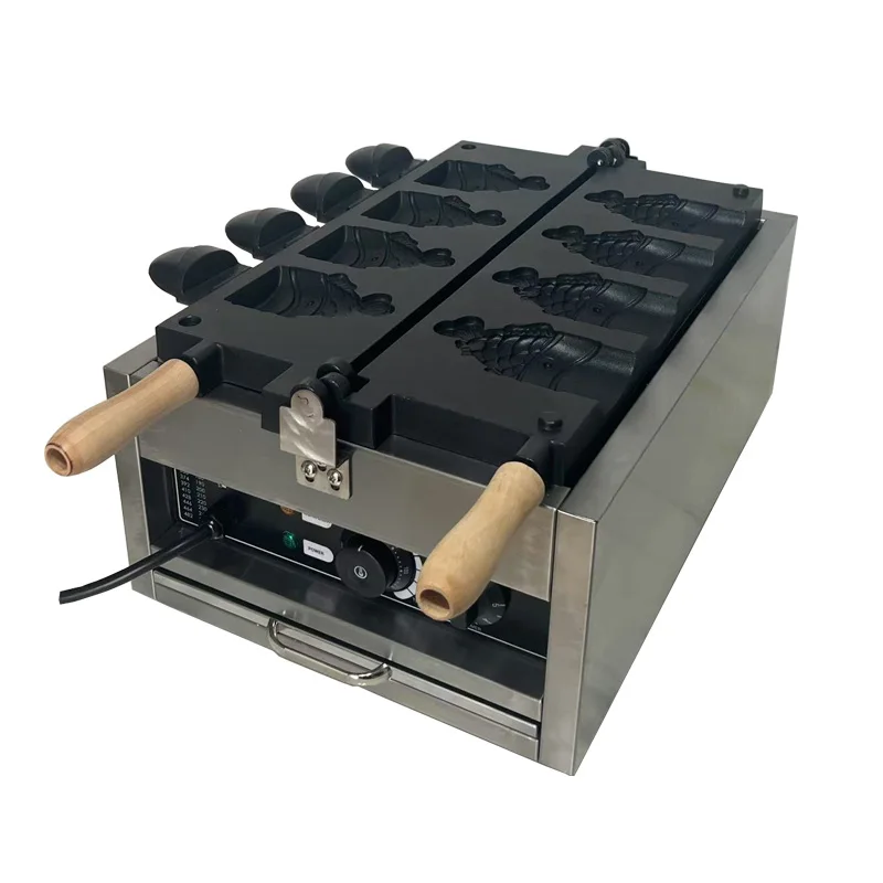 Commercial Open Mouth Taiyaki Waffle Maker Baker 220V 110V Fish Waffle Making Machine Non Stick Coating Snack Equipment
