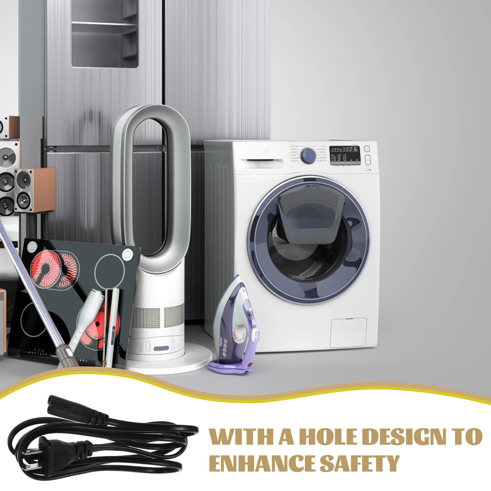 

2pcs Two Prong Replacement Long Thin Extension Cord For Lamp Wire Power Supply Line Black Reusable Cable For Low