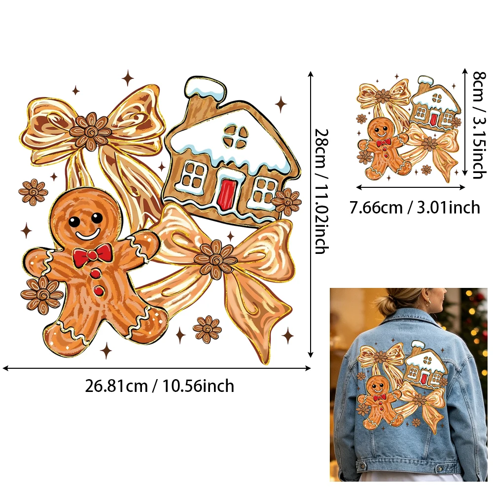 2Pcs Winter Gingerbread HTV, Cookie House Iron-on for Hoodies, High-Color No String, Clean Release No Residue