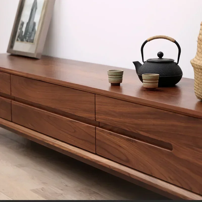 TV cabinet coffee table combination simple modern small apartment solid wood bedroom floor cabinet