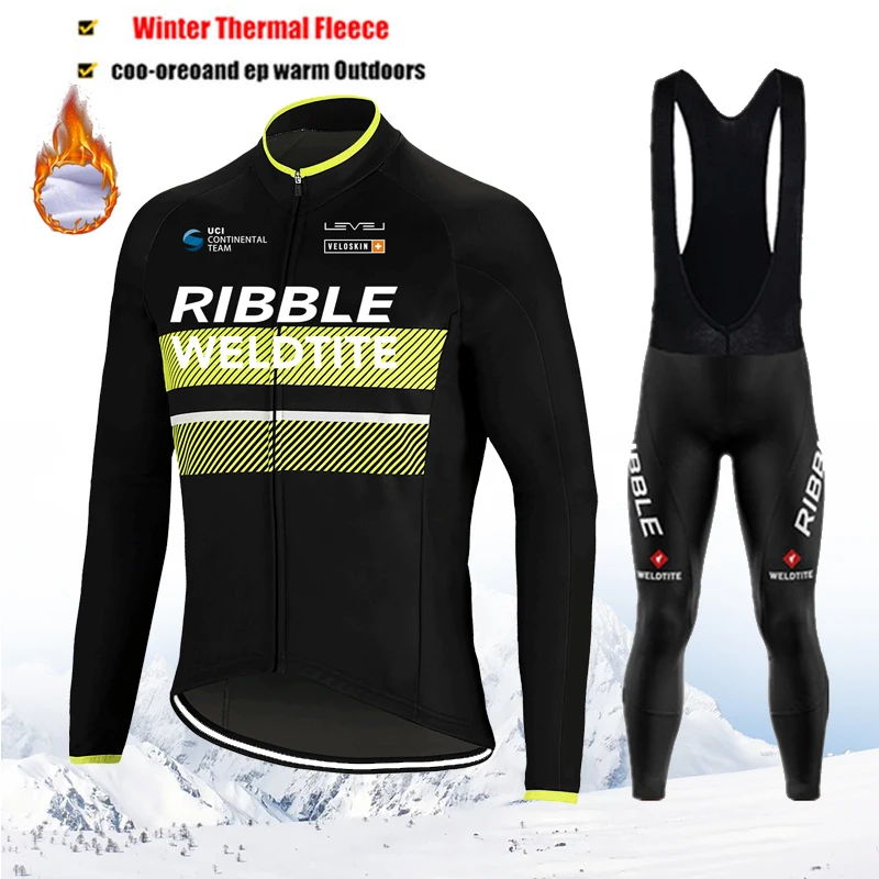 

New Man Team Winter Long Sleeve Cycling Jersey Bib Pants Set Bicycle Clothing MTB Ropa Ciclismo Thermal Fleece Bike Uniform 2026