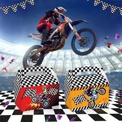 DD194 4Pcs Motorcycle Race Car Racing Treat Boxes Gift Bags Candy Wrapping Birthday Party for Boy Decoration Baby Shower Decor