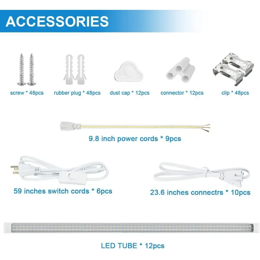 مصباح متجر LED 8FT، 90W 11700LM 6000K أبيض بارد، تركيبات إضاءة أنبوبية T8 LED قابلة للربط، على شكل D، أضواء متجر LED 8 أقدام