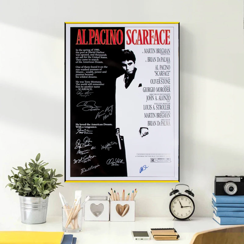 Signature Movie Scarface Painting Poster Print Decorative Wall Pictures