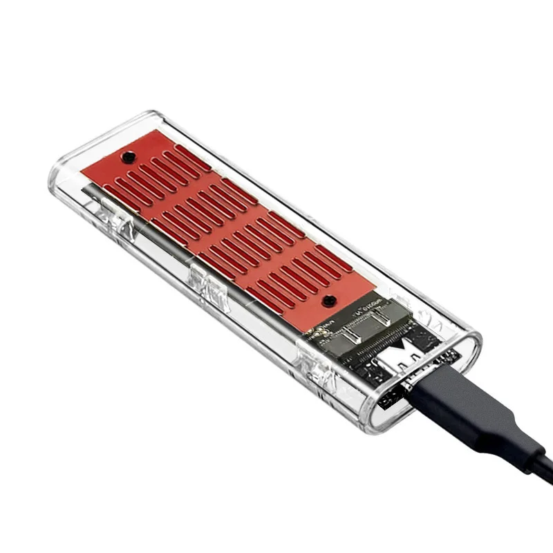 M.2 NVME PCIe NGFF SATA Dual Protocol SSD Case Clear USB Type C 10Gbps PCI-E M2 SSD Transparent External Enclosure Hard Disk Box
