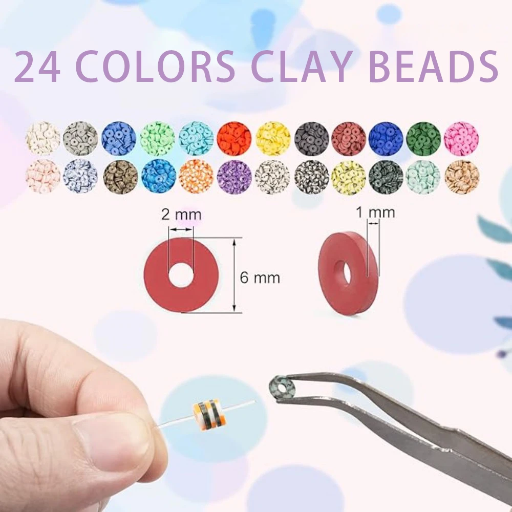 Clay Beads2 Boxes Bracelet Making Kit - 24 Colors Polymer Clay Beads for Bracelet Making Set Disc Beads for Jewelry Ma