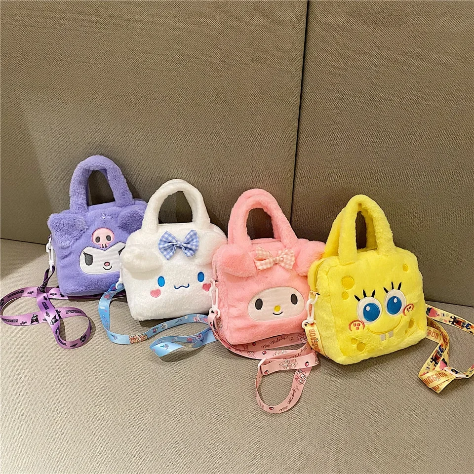 New SpongeBobs Cartoon Anime Small Cross Bag Kuromi Cinnamon Dog Hello Kitty Tote Handbag Portable Crossbody Bag Coin Purse Gift