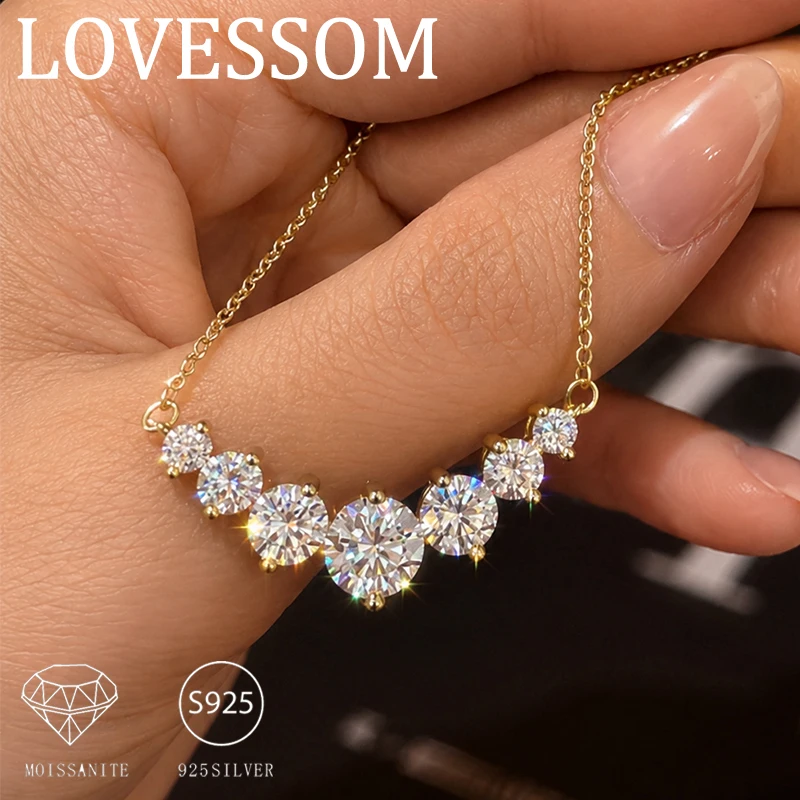 A 925 sterling silver necklace with 1.7/2.8/5.6 carat moissanite in a seven-star pattern, a fashionable piece of women's jewelry