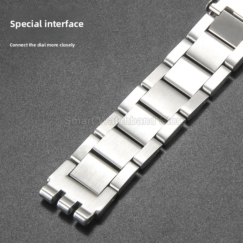 Accesorio de reloj de tres eslabones de acero inoxidable 17 20 para Swatch YGS749G interfaz cóncava convexa resistente a los arañazos correa de reloj duradera